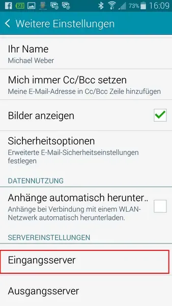 Android: Ausgangsserver