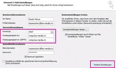 Outlook: Serverinformationen